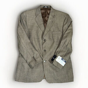 Haggar 44R Brown Wool Blend Three Button Blazer Jacket